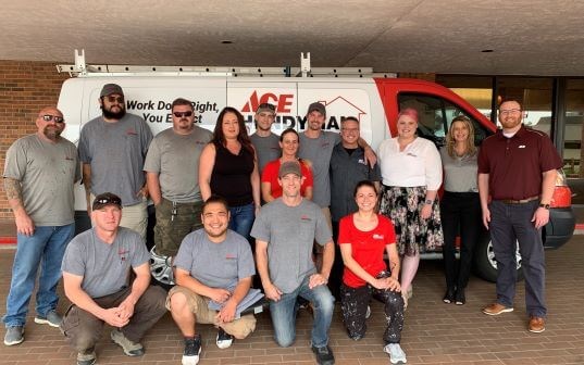 Lakewood Ace Handyman Services Team in Front of Van and Office