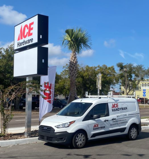Ace Handyman Services Celebration truck outside Ace store Ace Handyman Services Celebration truck outside Ace store