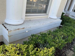Exterior repair, rusted pillars and areas of the home, needing to be repaired, cleaned, and painted