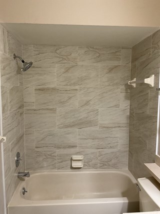 After, new tile shower, modern, elevated, luxury 