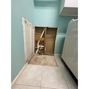 Before Drywall repair, tile repair, vanity install Ace Handyman Services Jax Beach