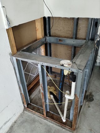 Ace Handyman Services air handler stand drywall project in Port St. Lucie, FL