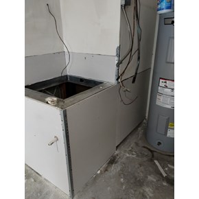 Ace Handyman Services after picture drywall on air handler stand Project in Port St. Lucie, FL