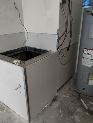Ace Handyman Services air handler stand drywall project in Port St. Lucie, FL