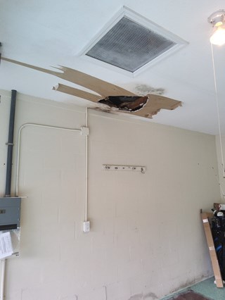 Hole in garage ceiling
