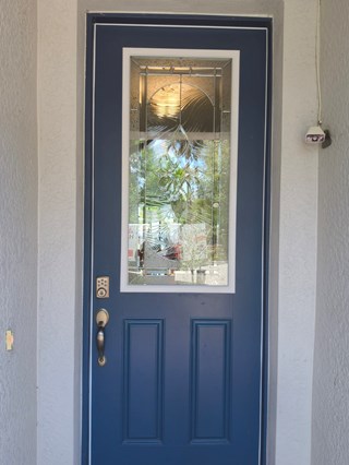 Front door glass insert installation in Nokomis, FL