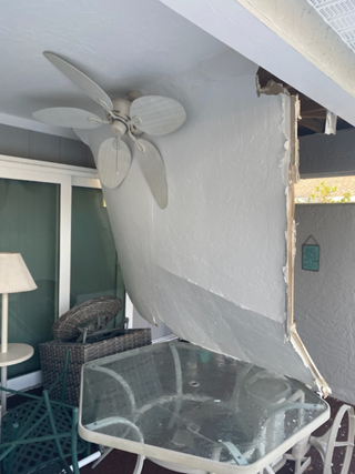 Exterior lanai ceiling collapsed