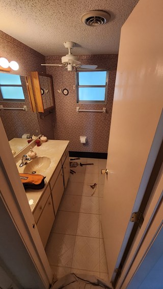 Bathroom before LVP Flooring install