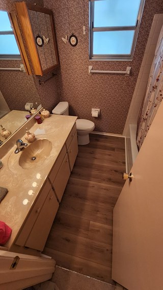 Bathroom with new LVP Flooring