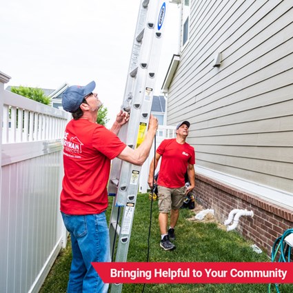 Ace Handyman Preparing to repair gutters on a roof in Tri-Cities Washington