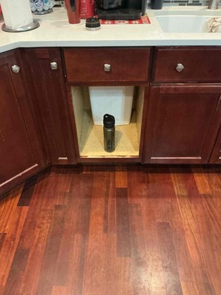 Pull Out Trash Can Installation in Ottawa, IL - Before