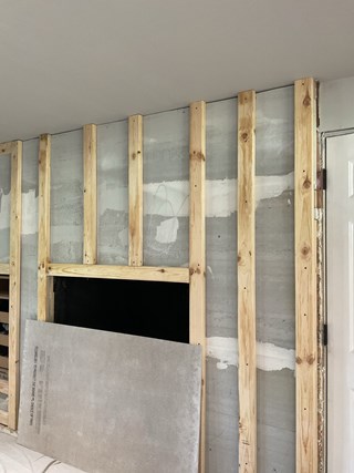 decorative fireplace wall in Palatine,IL - before 
