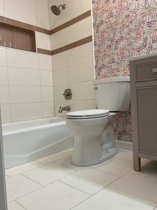 Shower and Floor Tile and Wallpaper in Lincolnshire - After