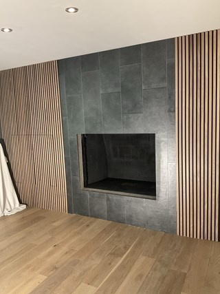 decorative fireplace wall in Palatine, IL - After 
