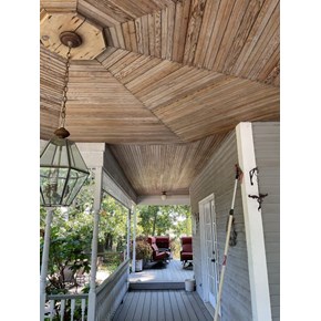 Exterior front porch ceiling install in Lake Forest IL 