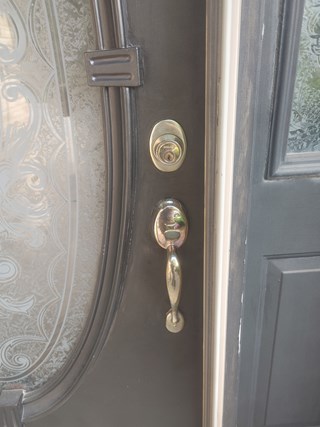 Ace Handyman Services of Lincoln Way cleaned and re-painted front door and changed handle with lock before