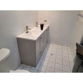 Ace Handyman Services of Lincoln Way replaced a single vanity to a double and installed new tiles