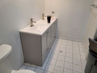 Ace Handyman Services of Lincoln Way vanity replacement, tile repair after