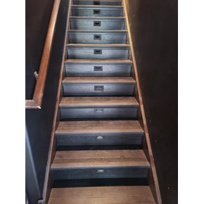Ace Handyman Services of Lincoln Way installed stair flooring with stair lighting