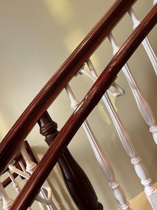 Ace Handyman Services of Lincoln Way repaired and stained handrail after