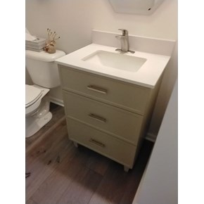 Ace Handyman Services of Lincoln Way replaced a pedestal sink with a vanity cabinet