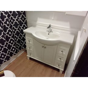 Ace Handyman Services replaced sub flooring, flooring, toilet and painted a bathroom