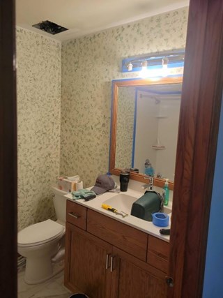 Ace Handyman Services of Lincoln Way repainted bathroom walls and ceiling before