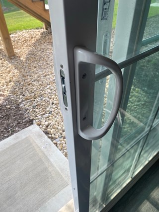 Ace Handyman Services of Lincoln Way replaced a latch on a sliding patio door to a key lock handle after