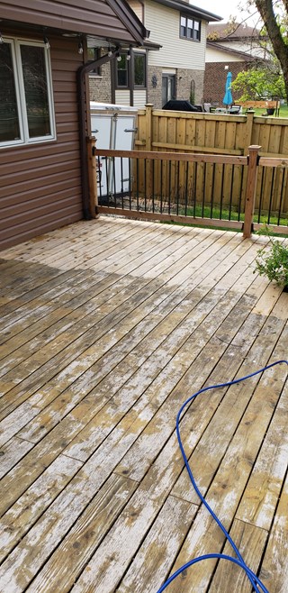 Ace Handyman Services of Lincoln Way deck refinishing before
