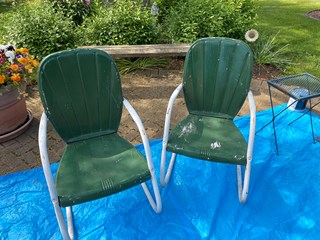 Ace Handyman Services of Lincoln Way scrapped, cleaned and re-painted a rocking chair before