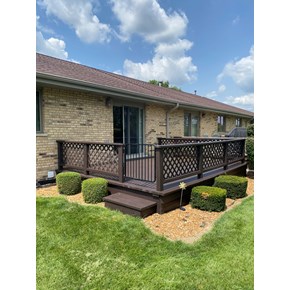 Ace Handyman Services of Lincoln Way repaired, power washed and stained a deck 
