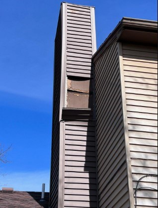 Ace Handyman Services Fort Wayne Chimney siding repair before