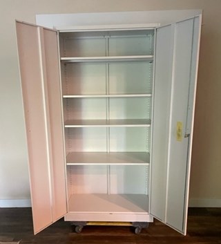 White storage cabinet assembly in Cedar Rapids, IA