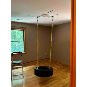 Installed indoor tire swing with ceiling braces Laurel, MD - Ace Handyman Services