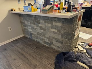 Before- Replace and paint paneling around kitchen island- Ace Handyman Services Laurel