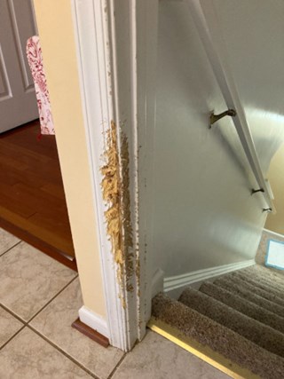 Before- Repair damaged trim and drywall in Laurel, MD- Ace Handyman Services Laurel