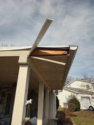 Before- Replace fascia board that came off in Severn, MD- Ace Handyman Services Laurel
