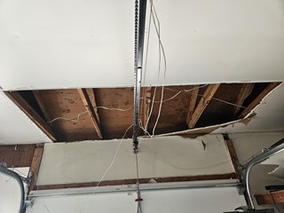 Before- Garage ceiling drywall repair in Jessup, MD- Ace Handyman Services Laurel