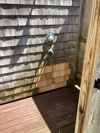 Outdoor shower Re-shingling After
