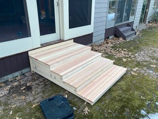 Rebuilt steps for elderly dog in Belmont MA
