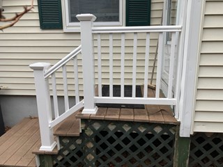New vinyl porch railing in Stoneham