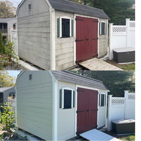Woburn shed before and after