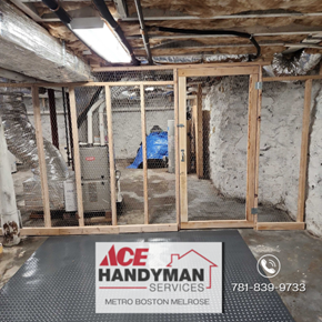 dividing basement wall - Malden, MA