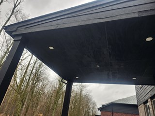 Outdoor Ceiling Planking Before Troy