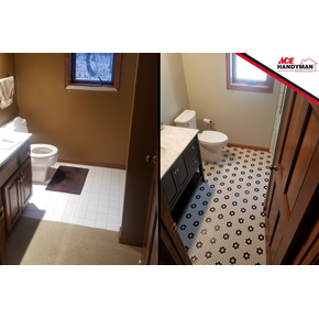 Bathroom Remodel in Excelsior with Floor Tile, Sink, Painted Walls