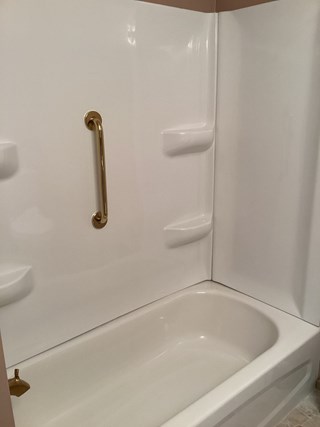 New shower and bathtub installation for a bathroom remodel project in Coon Rapids, MN