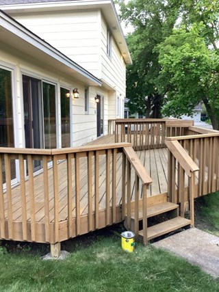 Deck pressure wash and re-stain in Coon Rapids, MN