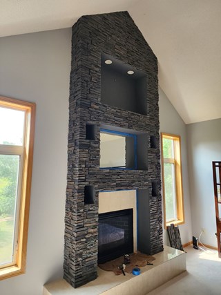 Ace Handyman Services home interior stone fireplace upgrade Rogers