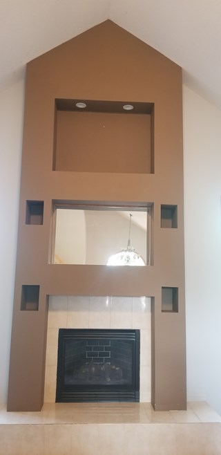 Ace Handyman Services home interior stone fireplace upgrade Rogers