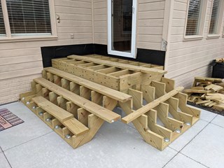 Building deck before in Omaha